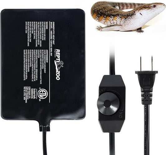 REPTI ZOO 6" X 8" Reptile Heat Pad Fast Heating Pad with Adjust Knob 8W Reptile Heat Mat for Turtles/Hermit Crabs/Bearded Dragons/Leopard Geckos/Snakes/Lizards, and Seed Germination REPTIZOO