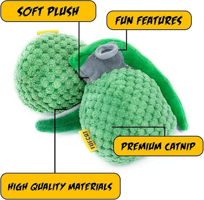 Cat Toys Grenade, Cat Toys for Indoor Cats, Kitten Toys, Catnip Toys for Cats of All Breeds, Action Themed Fun for Kicking, Biting, Chewing (Grenade, 1-Pack) - PAWPICO
