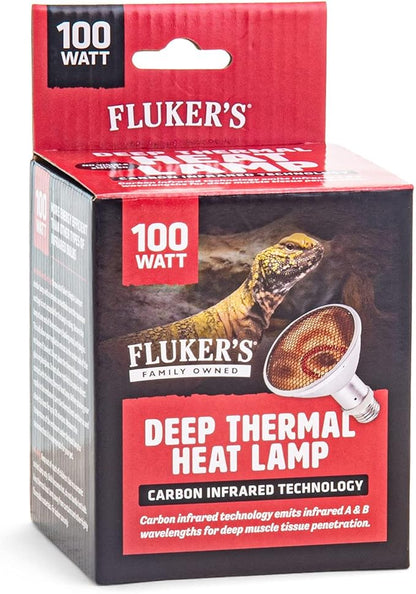 Fluker's Deep Thermal Heat Lamp for Reptiles with Carbon Infrared Technology, for All Reptile Tanks, Great for Basking, 100 Watt Flukers