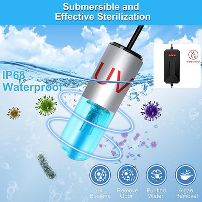 Aquarium Clean Light，3 W Mini Submersible Algae Removal Light with Timer,Aquarium Water Clean Green Clear Waterproof Clean Light for Pond,Swimming Pool AquariumPetsFishMonopoly