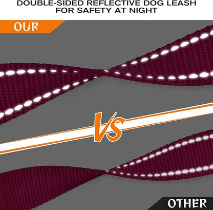 Joytale Dog Leash Heavy Duty for Large Dogs That Pull, Double Handle for Traffic Control, Double-Sided Reflective Leashes for Large Medium Dogs Night Safety, 4FT, Hot Pink Joytale