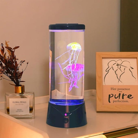 Jellyfish Lamp with 7 Color Changing Effect LED Jellyfish Aquarium Tank Mood Lamp Aquarium Light Table lamp Home Decor Gift for Kids Women Men (Black) Ekovko
