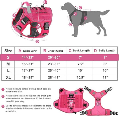 WINGOIN Pink Tactical Dog Harness Vest for Small Dogs No Pull Adjustable Reflective K9 Military Dog Service Dog Harnesses with Handle for French Bulldog, Beagle Pug, Corgi(S) WINGOIN