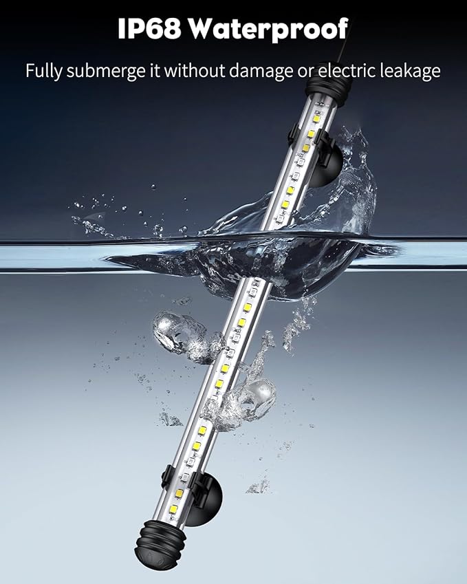 Pawfly 5 W Aquarium LED Light 11 Inch Underwater Fish Tank Light with Full Spectrum IP68 Waterproof White Blue Red Lights with Daytime & Night Mode Timer Auto On/Off and Adjustable Brightness Pawfly