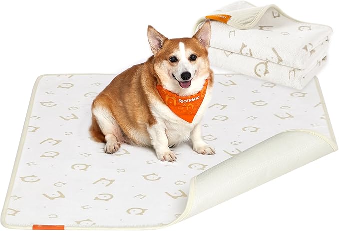 Feandrea Washable Pee Pads for Dogs, 2 Pack, Reusable Dog Pads, 48 x 36 Inches, L, Waterproof Pet Training Pads, Leakproof, Non-Slip, Super Absorbent, for Dogs, Cats, Rabbits, Cloud White UPTD003W01 - PAWPICO