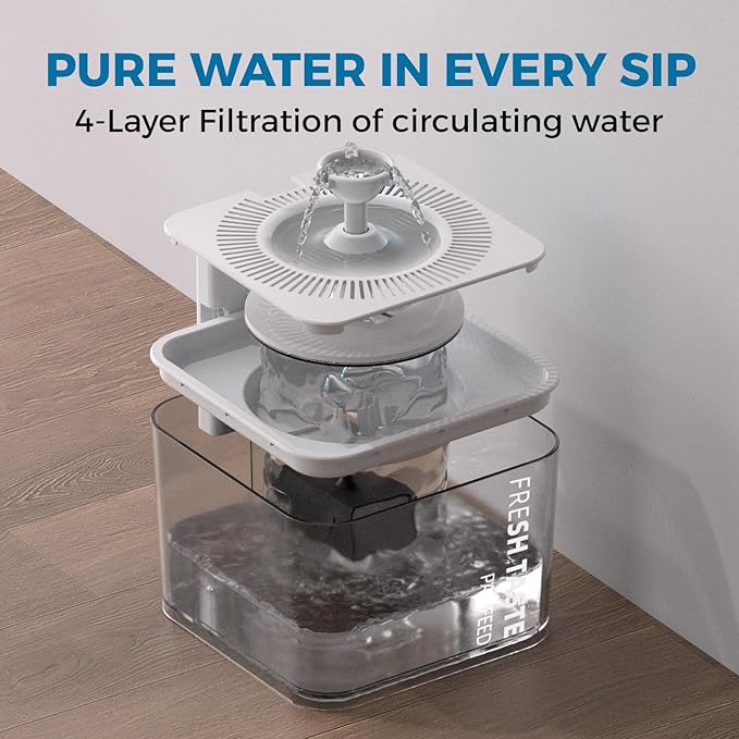 Cat Drinking Fountain 106 oz/3 Liter Large Capacity, Silent Leak-Proof Pet Drinking Fountain, with Motion Sensor Dual Power Supply - PAWPICO