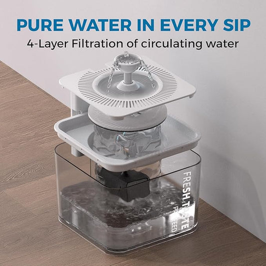 Cat Drinking Fountain 106 oz/3 Liter Large Capacity, Silent Leak-Proof Pet Drinking Fountain, with Motion Sensor Dual Power Supply - PAWPICO