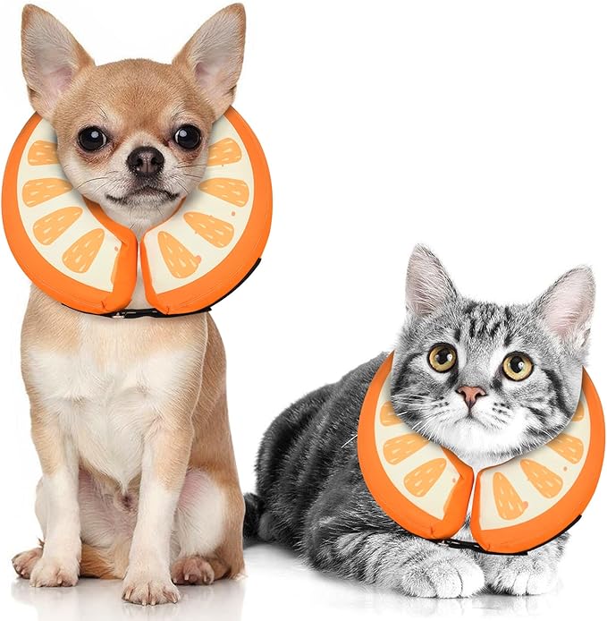 Dog Cone Collar for Small Medium Large Dogs for After Surgery, Pet Inflatable Neck Donut Collar Soft Protective Recovery Cone for Dogs and Cats - Alternative E Collar Does not Block Vision Orange,XS MIDOG