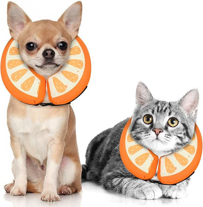 Dog Cone Collar for Small Medium Large Dogs for After Surgery, Pet Inflatable Neck Donut Collar Soft Protective Recovery Cone for Dogs and Cats - Alternative E Collar Does not Block Vision Orange,XS MIDOG