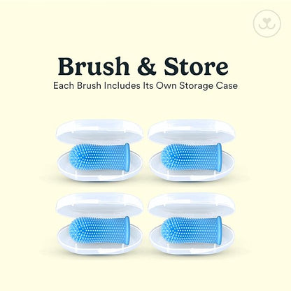 Jasper Dog Toothbrush, 360º Dog Tooth Brushing Kit, Cat Toothbrush, Dog Teeth Cleaning, Dog Finger Toothbrush, Dog Tooth Brush for Small & Large Pets, Dog Toothpaste Not Included, 4-Pack Blue JASPER%C2%AE
