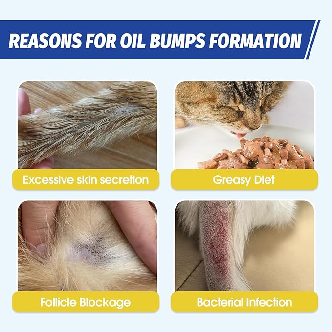 Cat Oily Tail Cleanser, 2-in-1 Wash and Brush,Removes Oil & Grease and Dandruff, PH Balanced,Degrease Cat Shampoo,Ideal for Cats with Oily Tails 5.07fl.oz Ninibabie