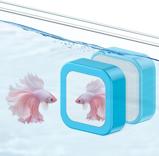 Pawfly Magnetic Aquarium Glass Cleaner Fish Tank Magnetic Brush with Mirror, 1.5 Inch Mini Fish Tank Glass Cleaner Cleaning Tool for 2/5 Inch Thick Aquarium up to 10 Gallons (Non-Floatable) Pawfly