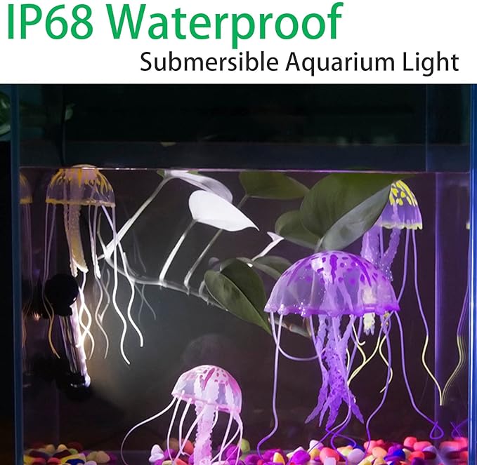 LED Aquarium Lights, Underwater Fish Tank Lights RGB Waterproof Color Changing Adjustable Memory Submersible Remote Control Aquarium Tank Sucker Hood Strip Lamp Waterfall Lights, 7.5 inch S+SMIFUL
