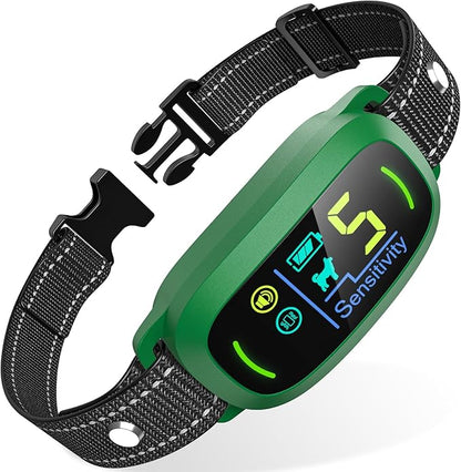 Bark Collar, Rechargeable Dog Bark Collar with 5 Adjustable Sensitivity and Intensity Beep Vibration, Anti Barking Collar for Small Medium Large Breed Dogs (Green) FAFAFROG