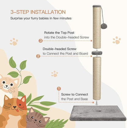 29 Inches Cat Scratching Post, Cat Scratch Post Kitten Scratcher with Sisal Rope, Scratching Post for Indoor Cats with Hanging Ball - PAWPICO