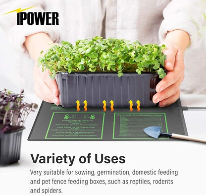 iPower 20" x 20" Waterproof Durable Seedling Heat Mat with Controller Warm Hydroponic Plant for Indoor Gardening Germination Starting iPower