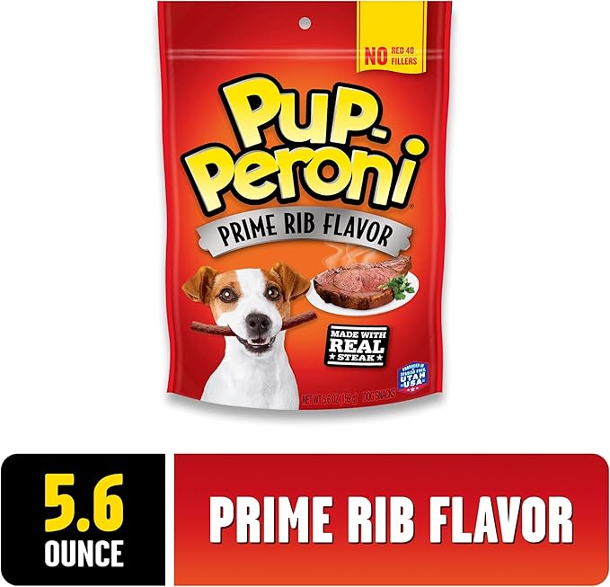 Pup-Peroni Dog Treats, Prime Rib Flavor, 5.6 Ounce (Pack of 8), Made with Real Steak - PAWPICO