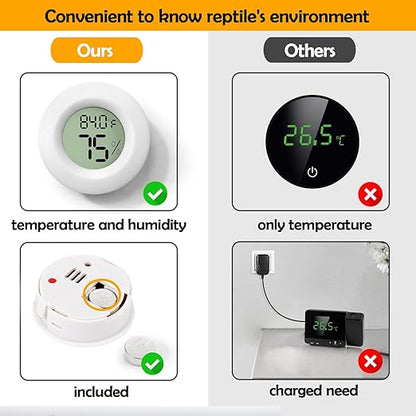2 PCS White Reptile Thermometer and Humidity Gauge for Bearded Dragon Tank Accessories, Reptile Tank Accessories for Jumping Spider, Leopard Gecko, Hermit Crab, Gecko, Ball Python, Lizard BSRESIN