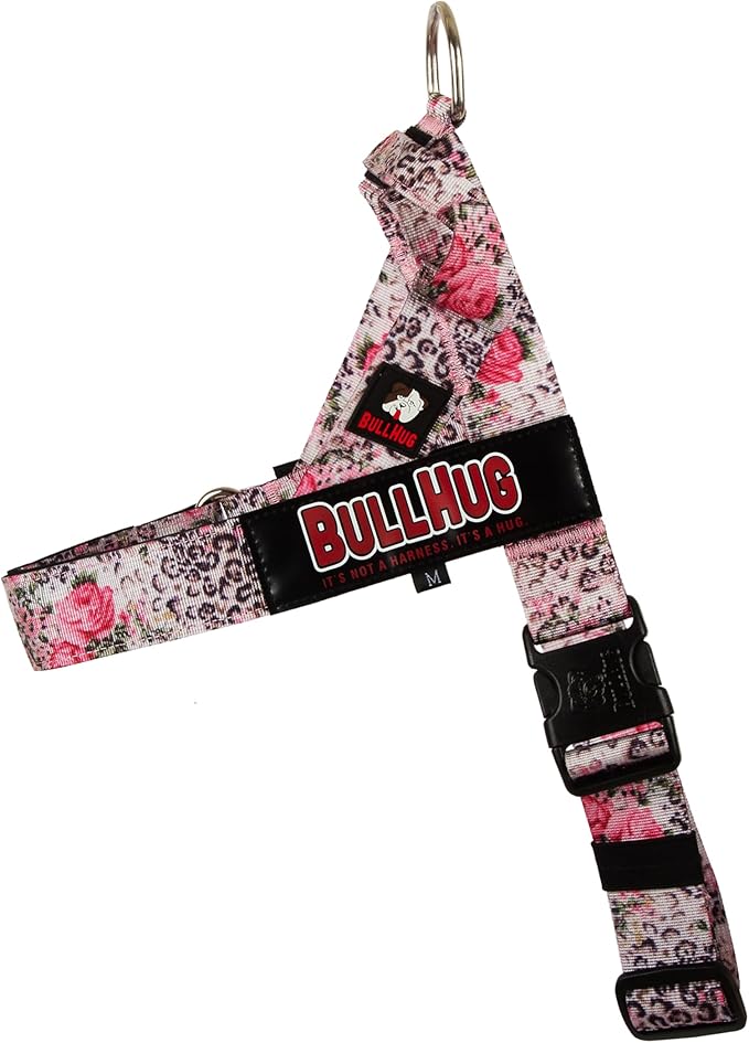 BULLHUG Harness – Made for Larger Chested Dogs Like English Bulldogs, French Bulldogs, Pugs & More. Stops Dogs from Pulling & Choking on Walks (Rosie, Medium) BULLHUG