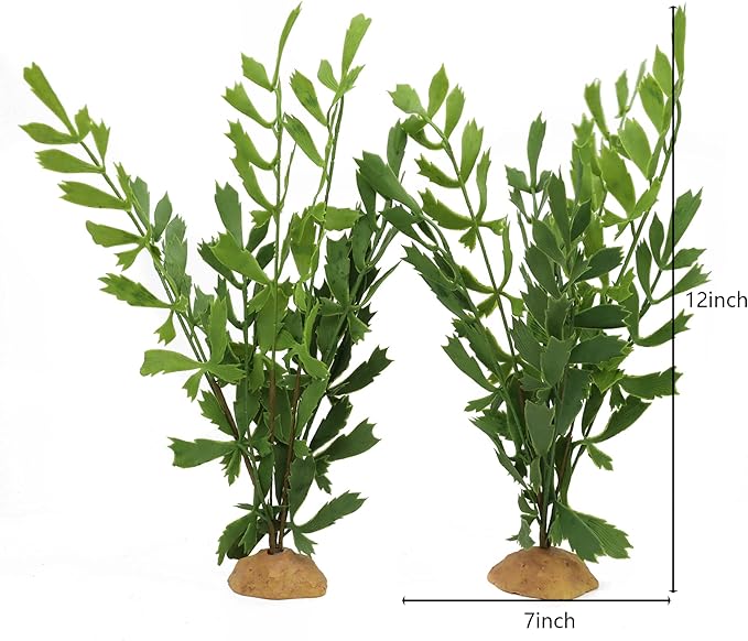 JIHAQUA Lifelike Reptile Tank Plant Decor - Realistic Artificial Plastic Plant for Terrariums and Pet Enclosures (Style D 2 Pack) JIHAQUA