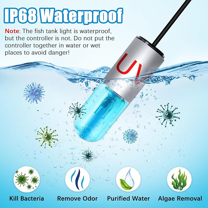 TAISHAN Aquarium Clean Light，3W Mini Algae Removal Light with Timer,Aquarium Water Clean Green Clear Waterproof Clean Light for Fish Tank,Pond,Swimming Pool TAISHAN