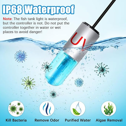 TAISHAN Aquarium Clean Light，3W Mini Algae Removal Light with Timer,Aquarium Water Clean Green Clear Waterproof Clean Light for Fish Tank,Pond,Swimming Pool TAISHAN