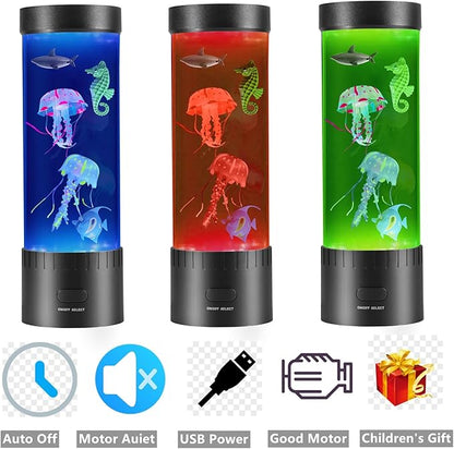 Artificial Jellyfish Lamp, Fish Decorative Sensory Aquarium Lamps Swimming Seahorses Sharks Mood Light Decorations Gifts for Kids impcenst