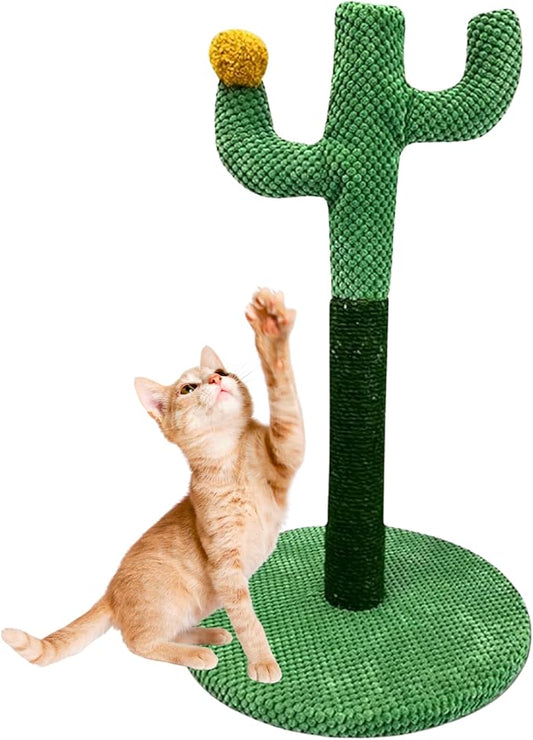 MAMONI Cactus Tree Cat Scratching Post for Indoor Cats, 33" Tall Cat Scratching Post with Sisal Rope for Cats Claw Scratcher, Cute Premium Kitten Scratching Post - PAWPICO