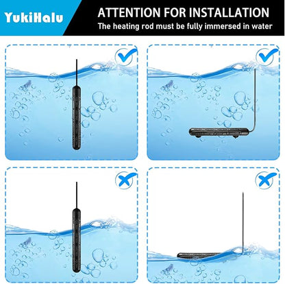 YukiHalu Aquarium Heater 50/100/200/300/500W with Protective Case, Fish Tank Heater, Temperature Adjustable, External Temperature Controller, LED Display, Used for 10/20/40/75/120 Gallons (300W) YukiHalu