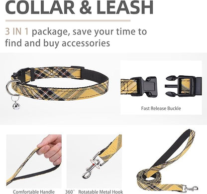 PUPTECK Adjustable Dog Harness Collar and Leash Set Step in No Pull Pet Harness for Small Medium Dogs Puppy and Cats Outdoor Walking Running, Soft Mesh Padded Reflective Vest Harnesses, Yellow, XS PUPTECK