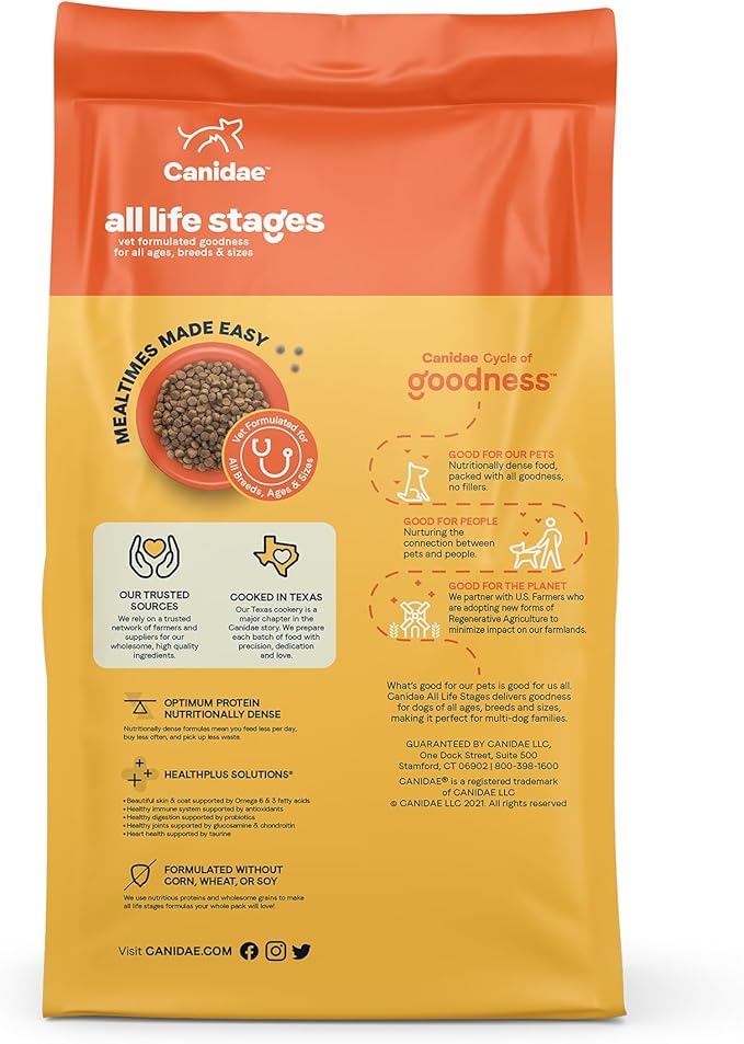 Canidae All Life Stages Premium Dry Dog Food for All Breeds, All Ages, Chicken Meal & Rice Formula, 5 lbs. - PAWPICO