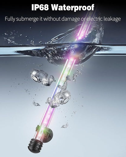 Pawfly 5.5 W Aquarium LED Light 19 Inch Underwater Fish Tank Light with Timer Auto On/Off Fish Tank Background Light with 8 Lighting Modes Submersible Multi-Colored Tube Light for Decoration Pawfly