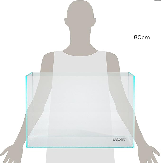 Landen 60P 23 Gallon Rimless Low Iron Aquarium Tank, W23.6×D15.7×H15.7 in(60x40x40cm) 8mm Thickness Landen