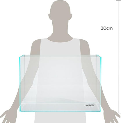 Landen 60P 23 Gallon Rimless Low Iron Aquarium Tank, W23.6×D15.7×H15.7 in(60x40x40cm) 8mm Thickness Landen