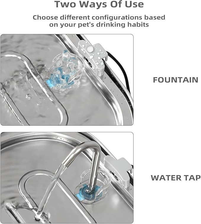 Cat Water Fountain Stainless Steel 3.2L/108oz Capacity, Automatic Pet Water Dispenser with Quiet Pump, and Dishwasher Safe Design for Cats, Dogs - PAWPICO
