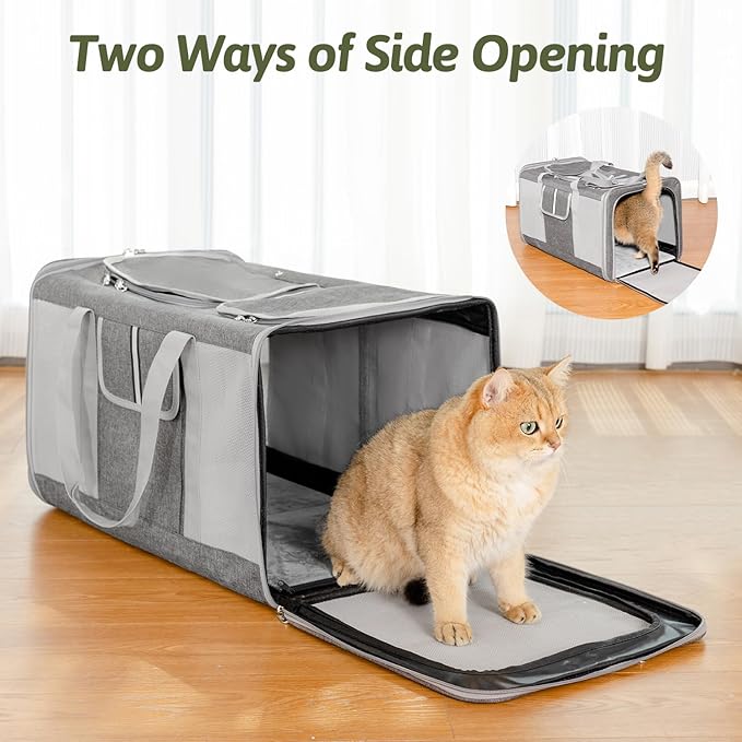 Sedioso Extra Large Cat Carrier for 2 Cats, 24x 14x 16in Pet Carrier for Cat and Dog Up to 40lbs, All-Sided Large Mesh Cat Carrier with Great Ventilation, Portable Soft Sided Pet Carrier for Traveling - PAWPICO