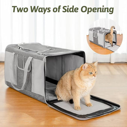 Sedioso Extra Large Cat Carrier for 2 Cats, 24x 14x 16in Pet Carrier for Cat and Dog Up to 40lbs, All-Sided Large Mesh Cat Carrier with Great Ventilation, Portable Soft Sided Pet Carrier for Traveling - PAWPICO