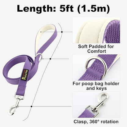 Plutus Pet Cotton Dog Harness and Leash Set, Reflective and Soft Padded, Quick Fit Vest Harness, for Small, Medium and Large Dogs, Medium Purple, M - PAWPICO