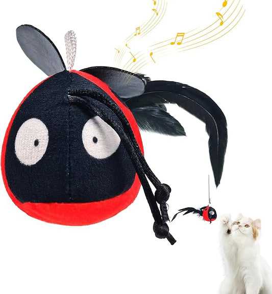 Chirping Cat Toys Hanging Cat Feather Toy - Catnip Interactive Cat Toys for Indoor Cats - Automatic Cat Toy for Cat Exercise & Kicker to Self Play (Black Pangpang) - PAWPICO