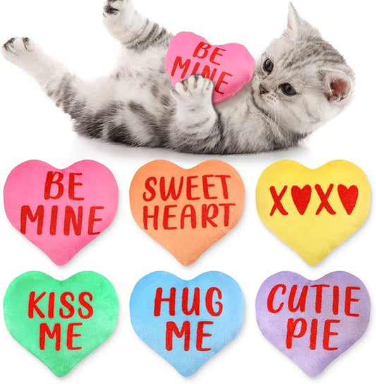 Valentines Cat Catnip Toys 6PCS Sweetheart Sayings Valentines Day Cat Toys Gifts for Indoor Cat Cute Funny Interactive Kitten Toys Boredom Relief Teeth Cleaning Chew Bite Kick Kitty Toys - PAWPICO