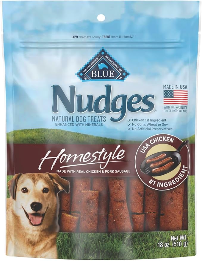 Blue Buffalo Nudges Homestyle Natural Dog Treats Chicken and Pork Bag - PAWPICO