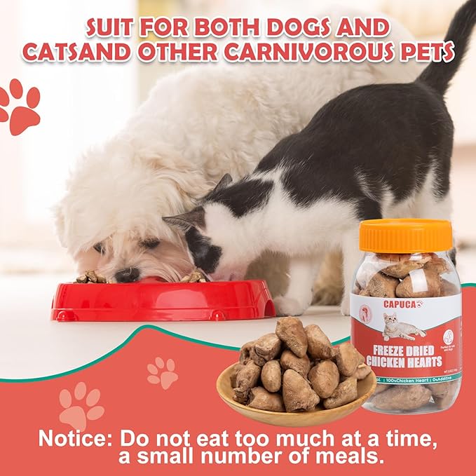 Chicken Hearts Dog Treats - Freeze Dried Chicken Heart Cat Treats Single Ingredient All Natural High Protein Pet Treats（3.5OZ） - PAWPICO