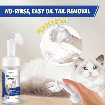 Cat Oily Tail Cleanser, 2-in-1 Wash and Brush,Removes Oil & Grease and Dandruff, PH Balanced,Degrease Cat Shampoo,Ideal for Cats with Oily Tails 5.07fl.oz Ninibabie
