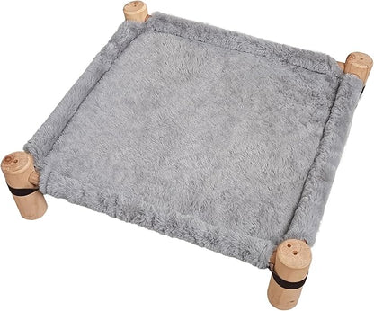 Cat/Dog Bed,Wooden Pet Hammock Bed,Elevated Breathable Dog Bed, Detachable Portable Indoor/Outdoor Cat Beds&Furniture,Suitable for Kitty,Puppy,Bunny and Small Animal(Gray) - PAWPICO