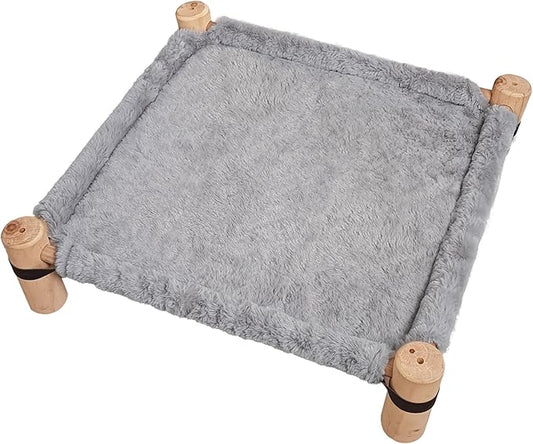 Cat/Dog Bed,Wooden Pet Hammock Bed,Elevated Breathable Dog Bed, Detachable Portable Indoor/Outdoor Cat Beds&Furniture,Suitable for Kitty,Puppy,Bunny and Small Animal(Gray) - PAWPICO
