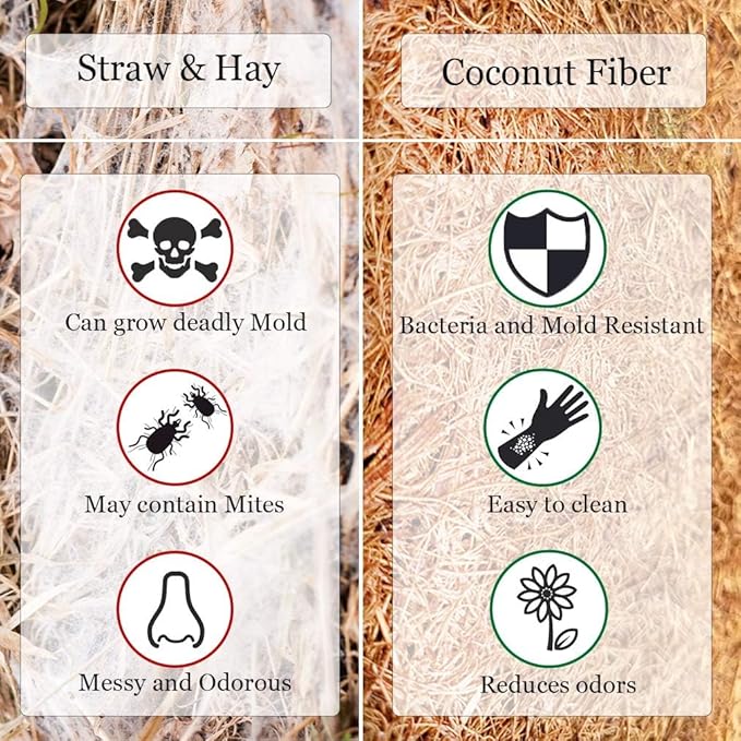 SunGrow Coco Fiber Hermit Crab & Reptile Carpet, Gecko Terrarium Liner, and Floor Bedding Substrate & Supplies, Climbing Wall Carpet & Mat for Hermit Crabs, 10" x 13", 1 Piece Per Pack SunGrow