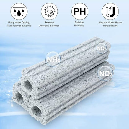 Ceramic Bio Filter Media for Aquarium Sump Canister Pond Fish Tank, Vast Surface Area (6.2" Length / 56pcs) RealPlus