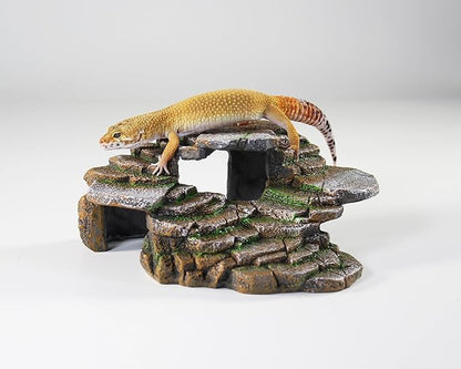 PENN-PLAX Reptology Shale Scape Step Ledge & Cave Hideout – Basking Area - Decorative Resin for Aquariums & Terrariums – Great for Reptiles, Amphibians, and Fish – Medium Penn-Plax
