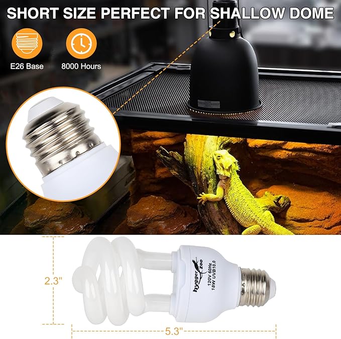 UVB Bulb for Reptiles, 10.0 18W UVA UVB Reptile Light Bulb, UVB Light for Desert Reptiles, Reptile Light Bulb for Common Bearded Dragon, Ponoga Barbata, Red-Eared Slider,Russian Tortoise PAWPICO