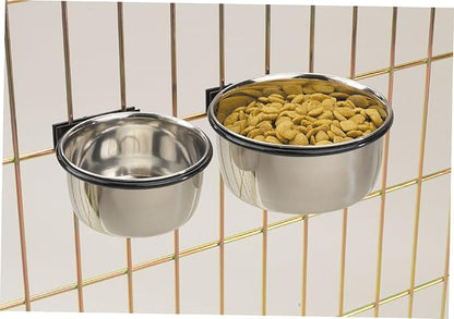 ProSelect 8-Ounce Stainless Steel Coop Cups for Pet Food – Pet Bowls Attaches Securely to Cage with Plate and Wingnut PetEdge